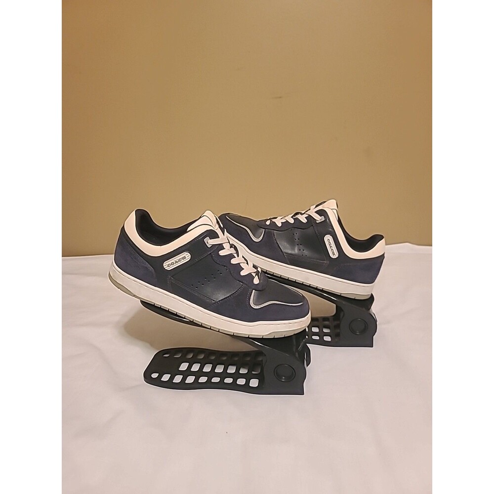 COACH Men's C201 Suede And Leather Sneakers, Midnight Navy, Size 10.5 D